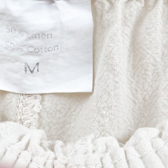 Linen Cropped Wide Leg High Waisted Tan Drawstring Waist Pants Lightweight - Picture 7 of 7